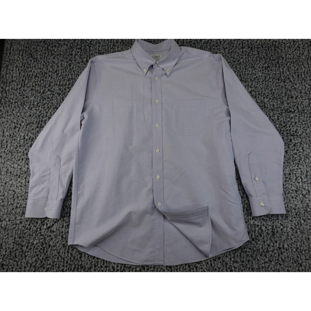 LL Bean Button Down Shirt Mens 16.5-33 Purple Good Slightly Fitted Oxford Cotton
